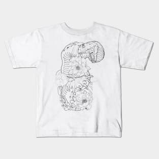 Pencil hand-drawn Snake sleeve design Kids T-Shirt